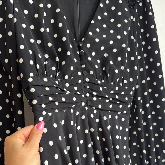 Adelyn Rae Elegant Black Polka Dot Dress small - Picture 9 of 14